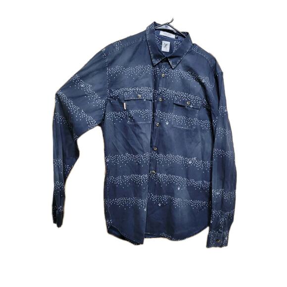 Marc Ecko Cut & Sew Blue Designer Button Up Shirt Mens Large - Picture 2 of 8
